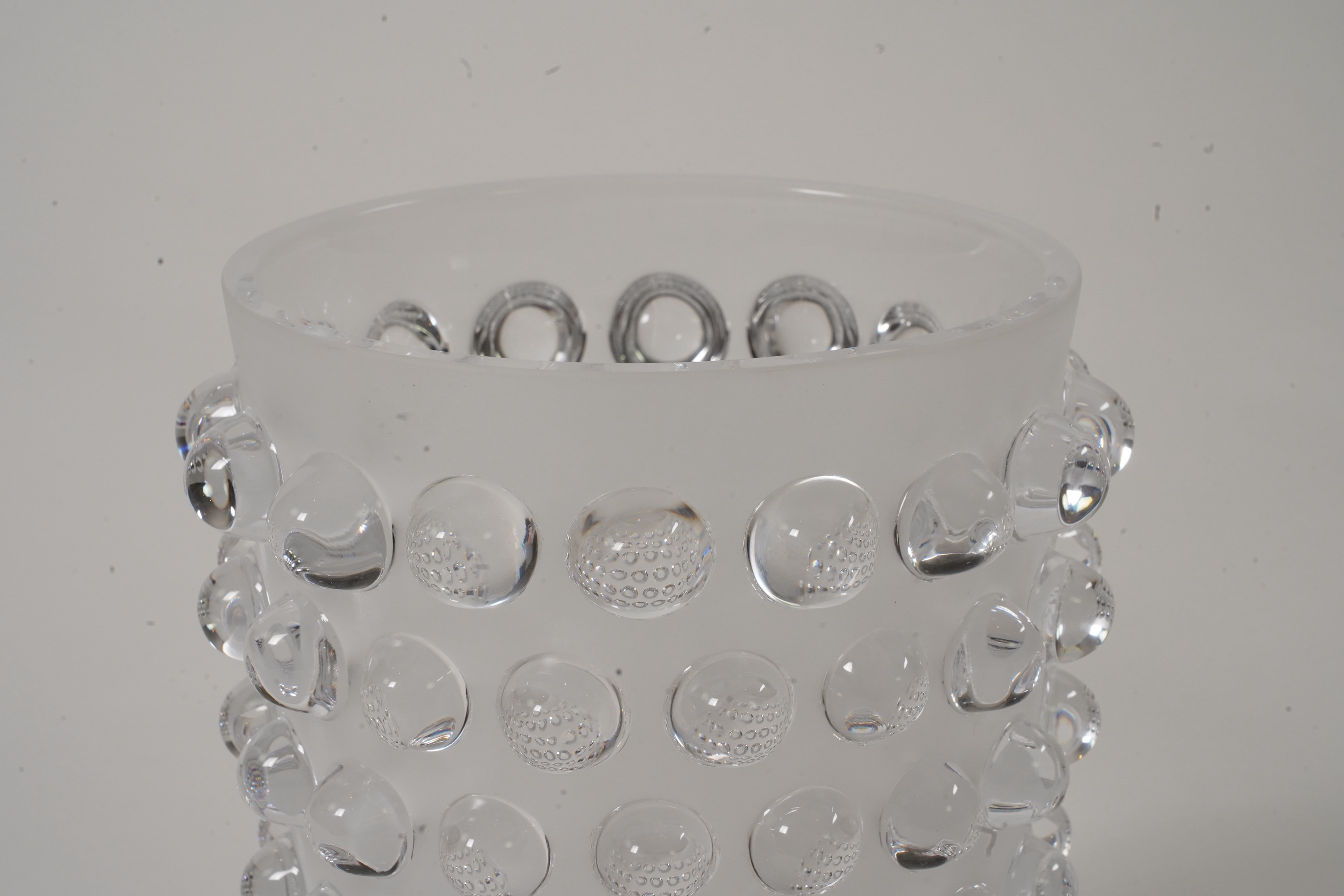 Lalique, France: A clear and frosted glass 'Mossi' vase